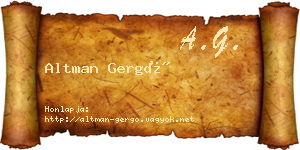 Altman Gergő névjegykártya