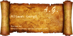 Altman Gergő névjegykártya